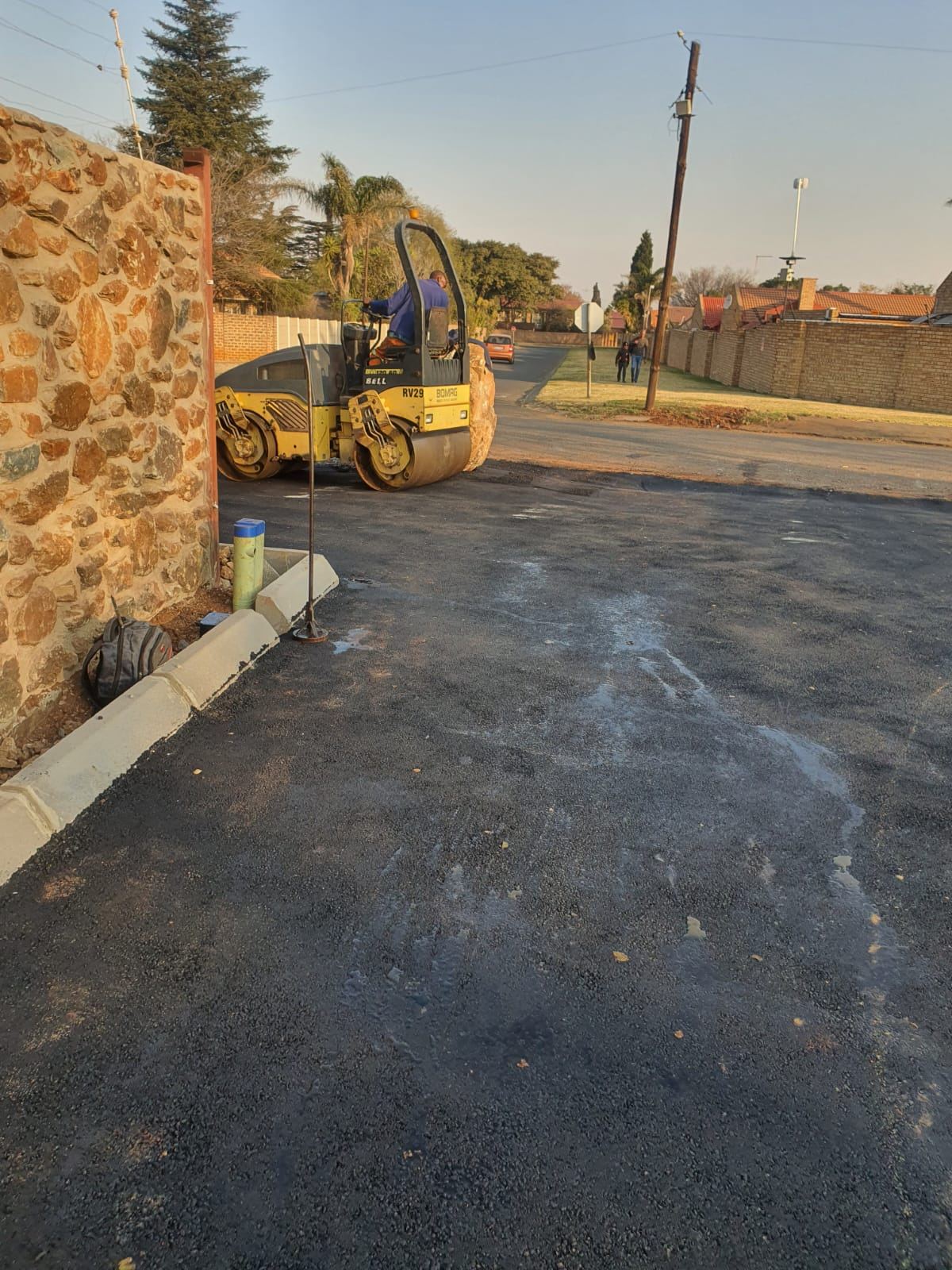 Newly surfaced tar driveway