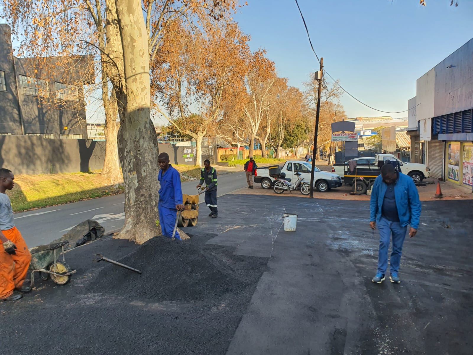 Crew finishing a surfaced walkway